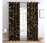 Luxfieo Rideau Occultant Imprimé Léopard - Décoration Imprimé Léopard, Rideau Thermique Motif Faune Sauvage Marron, Lot de 2 Rideaux Opaque à Oeillets pour Fenetre Chambre Salon, 75x166 cm (LxH)