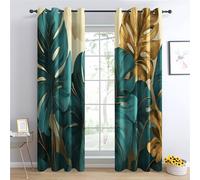 Luxfieo Rideau Occultant Monstera - Décoration Monstera, Rideau Thermique Motif Feuilles Tropicales, Lot de 2 Rideaux Opaque à Oeillets pour Fenetre Chambre Salon, 140x240 cm (LxH) Q#9