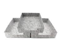 LUXflair Set de 3 Porte-Documents en Feutre DIN A4, Dimensions : 33,5x24,5x7cm, Gris chiné, Design empilable, Surface effaçable. Corbeille à courrier, Organisateur de Bureau pour Le Bureau, la Maison