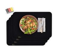 Luxflair Set de 4 Sets de Table en Feutre Noir XXL (30x45 cm), Lavables, Design Moderne, Idéal pour Dîner, Tapis de Table Élégant