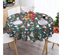 LuxFocus Nappe de Noël imperméable - Motif bonhomme de neige - Moderne - Pour cuisine, salon, fête, buffet, banquet - Vert - 178 cm