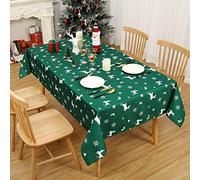 LuxFocus Nappe de Noël rectangulaire - 137 x 228 cm - Motif renne aléatoire - Pour décoration de table d'hiver et de vacances - Vert