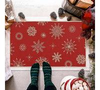 LuxFocus Paillasson de Noël avec flocons de neige - 40 x 80 cm - Antidérapant - Pour intérieur et extérieur - Décoration de cuisine et buanderie