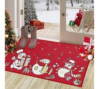 LuxFocus Paillasson de Noël avec motif bonhomme de neige et flocon de neige pour intérieur et extérieur, décoration de la maison, tapis d'entrée antidérapant, 50 x 80 cm