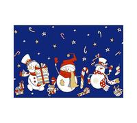 LuxFocus Paillasson décoratif de Noël rustique avec bonhomme de neige - Tapis de bienvenue pour décoration de la maison - Paillasson antidérapant - Pour extérieur et intérieur - 40 x 60 cm - Bleu