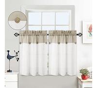 LuxFocus Rideaux de Cuisine à Motif Patchwork - Pour Fenêtres, Café, Salle de Bain - 68.6 x 91.4 cm, Taupe