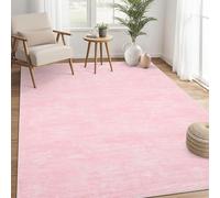 LuxFocus Salon lavable, 120 x 170 cm, design uni, à poils courts, rose | Tapis moderne et minimaliste pour chambre à coucher, salle à manger, bureau, à poils courts, pliable, antidérapant
