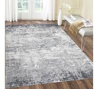 LuxFocus Tapis abstrait lavable, pour salon, chambre à coucher, avec envers antidérapant, ne s'effiloche pas et résistant aux taches, doux, pour salle à manger, chambre d'enfant, maison, bureau, gris,