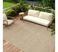 LuxFocus Tapis aspect jute intérieur/extérieur 120×170 cm, tapis moderne uni lavable avec face antidérapante, tapis à poil plat neutre pour décoration de salon, chambre à coucher, couleur lin