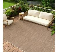 LuxFocus Tapis aspect jute intérieur/extérieur - Lavable - Marron chaud - 120 x 170 cm