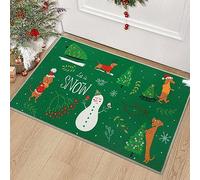 LuxFocus Tapis de porte de Noël tissé imitation lin, décoration de Noël, paillasson de vacances d'hiver, tapis de sol avant discret pour intérieur et extérieur, 40 x 80 cm, vert