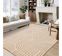 LuxFocus Tapis de salon lavable 200 x 290 cm, moderne et neutre - Grand tapis de chambre à coucher - Tapis doux résistant aux taches - Pour salle à manger, bureau, orange