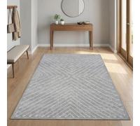 LuxFocus Tapis moderne côté lit 80 x 150 cm, tapis de chambre à coucher géométrique, paillasson antidérapant lavable, tapis d'intérieur pliable à poils courts pour la cuisine, la chambre d'enfant