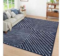 LuxFocus Tapis moderne et minimaliste pour salon, 140 x 200 cm, bleu | Environ Tapis à poils courts ultra fin de 6 mm, lavable, pour chambre à coucher, bureau, antidérapant, facile d'entretien