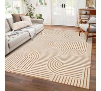 LuxFocus Tapis moderne géométrique - 160 x 230 cm - Pour salon - Orange | Tapis géométrique moderne pour chambre à coucher, chambre d'enfant, bureau, à poils courts, pliable, antidérapant