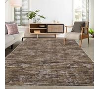 LuxFocus Tapis moderne pour salon 160x230cm, tapis de chambre à coucher lavable avec motifs texturés unis, tapis antidérapant pliable pour bureau salle à manger, brun