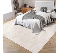 LuxFocus Tapis moderne pour salon 200x290cm, tapis lavable pour chambre avec motifs texturés unis, tapis antidérapant pliable pour bureau salle à manger, beige