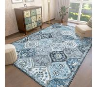 LuxFocus Tapis vintage lavable, 160 x 230 cm, pliable, intérieur à poils bas, grand, doux et antidérapant, pour bureau, salle à manger, chambre d'enfant, gris bleu