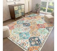 LuxFocus Tapis vintage lavables de 160 x 230 cm, tapis intérieur pliable à poils courts, grand tapis, tapis antidérapant doux pour bureau, salle à manger, chambre d'enfant, couleur orange
