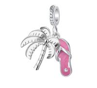 LuxglitterLin Breloque en forme de tongs de plage et palmier compatible avec bracelet Pandora Rose