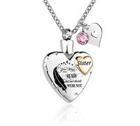 LuxglitterLin Collier urne funéraire en forme de cœur pour cendres - Bijou souvenir pour vos proches - Your Wings were Ready My Heart was Not, Métal, Base
