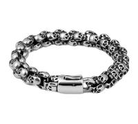 LuxGoth Bracelet à maillons cubains lourds en acier inoxydable - Style gothique, punk, rock, motard, viking, vintage, franco - Pour homme - Argenté, One Size, Acier inoxydable, Pas de gemme