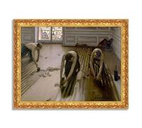 LuxHomeDecor Gustave Caillebotte - Les raboteurs de parquet - Tableau impression sur toile effet peinture avec cadre en bois doré baroque classique - 80x60 cm