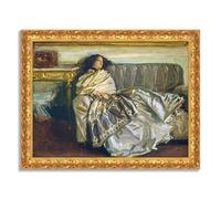 LuxHomeDecor John Singer Sargent - Portrait de Lady Agnew - Tableau impression sur toile effet peinture avec cadre en bois doré baroque classique - 110x85 cm