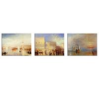 LuxHomeDecor Tableau William Turner 3 pièces 40 x 30 cm Impression sur Toile avec Cadre en Bois Art décoration