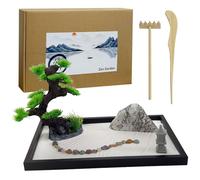 LuXianYS Kit de décoration Jardin Japonais Sable Zen Miniature 12x8 Pouces, Zen Miniature, Jardin Zen Japonais pour Bureau, Jardin de Sable Japonais Zen, Mini Jardin Zen Decoration