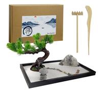 LuXianYS Kit de décoration Jardin Zen Miniature 12x8 Pouces, Mini Jardin Japonais avec Sable, Jardin Zen, Deco Zen intérieur, Jardin Japonais décoration pour Détente et Méditation à Domicile