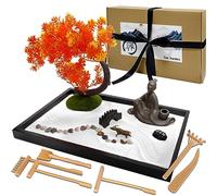 LuXianYS Kit Jardin Zen Japonais, Kit de décoration Jardin Zen Miniature, Kit de décoration Jardin Zen Miniature, Mini Table Zen Sand Garden Kit,Jardin Zen intérieur, Cadeaux de Méditation