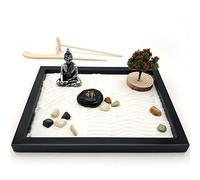 LuXianYS Mini Jardin de Sable Japonais, Zen Garden, Zen Decoration de Méditation, Jardin Zen Fait à la Main, pour Bureau, Détente et Méditation à Domicile