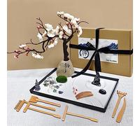 LuXianYS Mini Jardin Zen de Méditation,Jardin de Sable Japonais Zen pour Bureau avec Plateau,Mini Jardin Zen Decoration de Méditation pour Détente et Méditation à Domicile