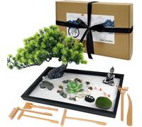 LuXianYS Mini Jardin Zen de Méditation12x8 Pouces,Jardin Zen,Kit de décoration Jardin Zen Miniature, Jardin Sable Zen, Mini Table Zen Sand Garden Kit,Jardin Zen intérieur, Cadeaux de Méditation