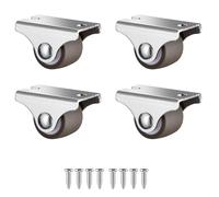 Luxinika Lot de 4 mini roulettes fixes de 2,5 cm - Profil bas - Plaque supérieure en acier TPE silencieux - Roulettes rigides pour meubles, portes coulissantes, lits gigognes, tiroirs