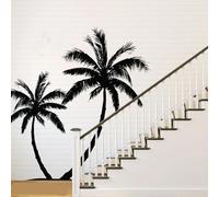 LUXINSHISU Autocollant mural 4 pièces palmier été plage stickers salon jungle forêt voyage sticker mural décoration de chambre