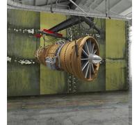 LUXINSHISU Papier peint mural autocollant en PVC 3D moteur d'avion créatif salon chambre à coucher décoration murale autocollant artistique