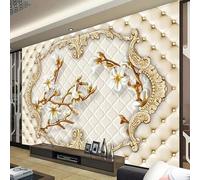 LUXINSHISU Papier peint mural de salon 3d bijoux or paquet doux fleurs fond décoratif chambre à coucher stickers muraux tissu de soie peinture murale
