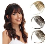 Luxiremi Extensions de cheveux humains à clip, en 100 % cheveux humains Remy fins, avec tempes, blond doré foncé, pour femme