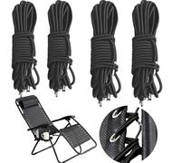 Luxiremi Lot de 4 cordons de rechange noirs pour chaises Zero Gravity - Élastique universel - 2 tailles - Nylon solide - Pour jardin, détente en plein air
