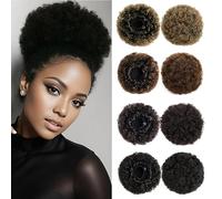 Luxiremi postiche afro chignon cheveux avec cordon élastique noir grande taille courte kinky curly bouclée postiche cheveux naturel pour afro femme