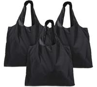 Luxja 3pcs sac courses, sac shopping pliable, Mini Maxi Shopper, ECO sac, lavable, durable, léger, Noir