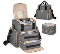 Luxja Grand Sac de Médecine avec 2 Étuis Amovibles, Sac de Rangement de Médicaments avec Plusieurs Sections de Rangement (Adaptées aux Voyages ou à la Maison), Gris