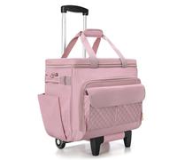 Luxja Sac à roulettes de Professeur avec Compartiment pour Ordinateur Portable et Chariot Amovible, Sac pour Enseignant avec Zone de Fichier Accordéon, Rose