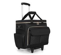 Luxja Sac à roulettes de Professeur avec Compartiment pour Ordinateur Portable et Chariot Amovible, Sac pour Enseignant avec Zone de Fichier Accordéon, Noir