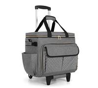 Luxja Sac à roulettes de Professeur avec Compartiment pour Ordinateur Portable et Chariot Amovible, Sac pour Enseignant avec Zone de Fichier Accordéon, Gris