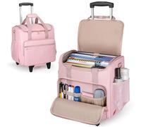 Luxja Sac à roulettes pour Professeur avec Chariot Détachable, Sac de Transport pour Enseignant, Rose
