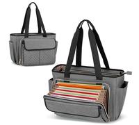 Luxja Sac de Professeur avec Espace de Classement en Accordéon et Pochette pour Ordinateur Portable, Sac Fourre-tout pour Enseignant pour Femme (Sac Uniquement), Gris