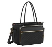 Luxja Sac Fourre-tout pour Enseignant avec Pochette Accordéon, Sac de Professeur pour Femme avec Compartiment pour Ordinateur Portable de 15,6 Pouces, Noir